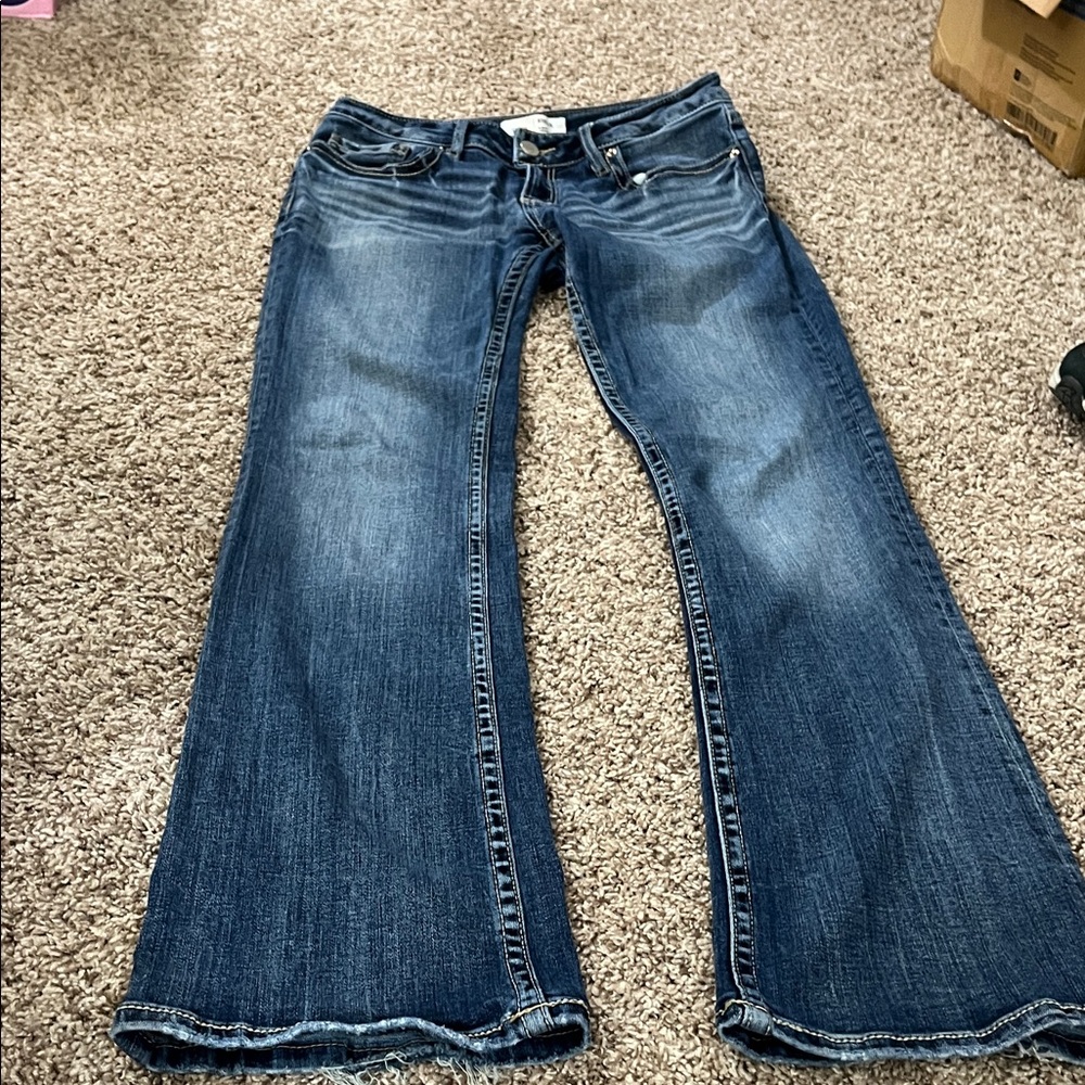 BKE Stella Dark Blue Flare Low Rise Women's Jeans